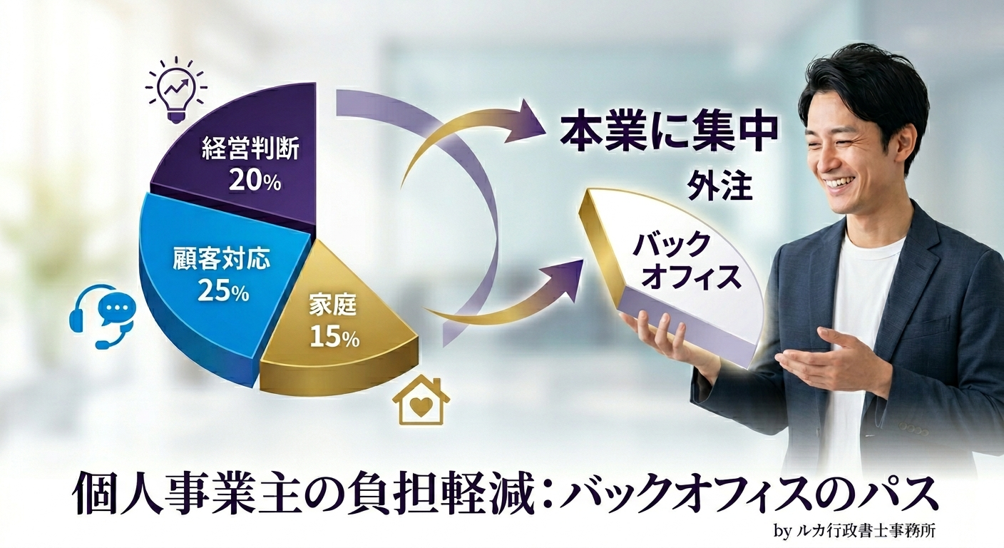 個人事業主の負担軽減：バックオフの離脱イメージ